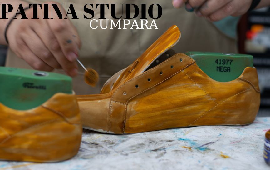 Pantofi de barbati din piele naturala cu finisaj patina